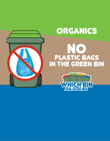 Plastic bags, including biodegradable bags, don’t go in the green bin.